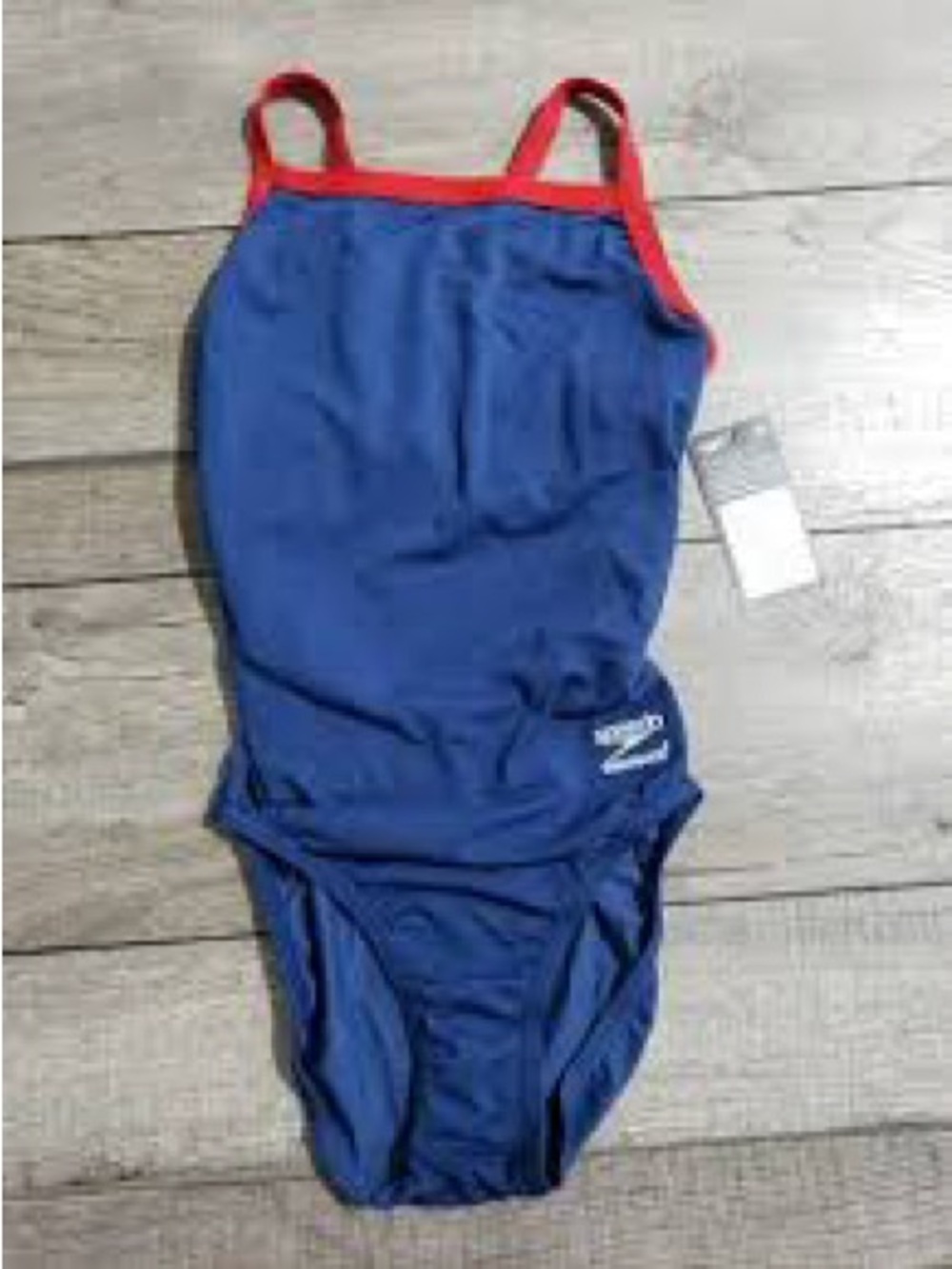Speedo Blue One-Piece Swimsuit with Red Trim